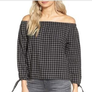 Madewell Plaid Off The Shoulder Top